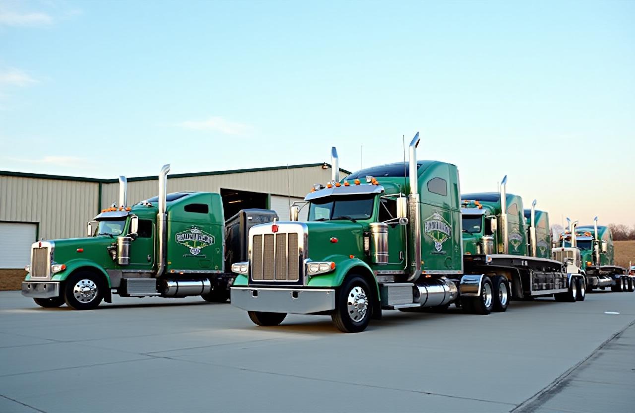 The Family Trucking & Hauling fleet at Etna Ohio headquarters