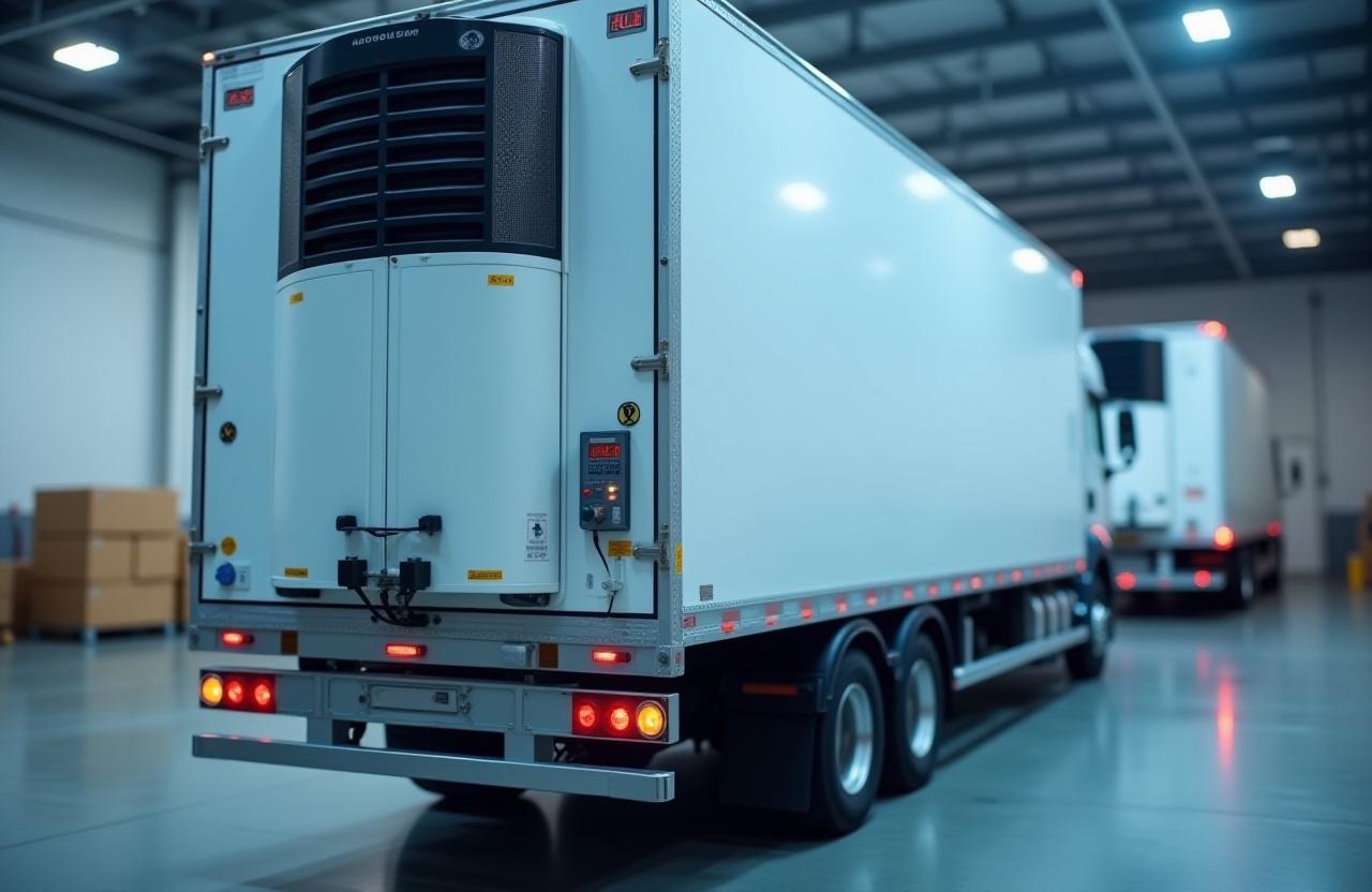 Temperature-controlled reefer truck with monitoring equipment